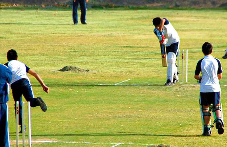 A cricket match on the campus ground.